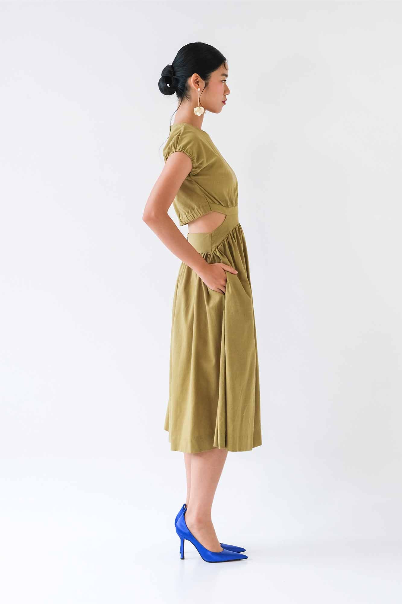 Olive Cutout Dress