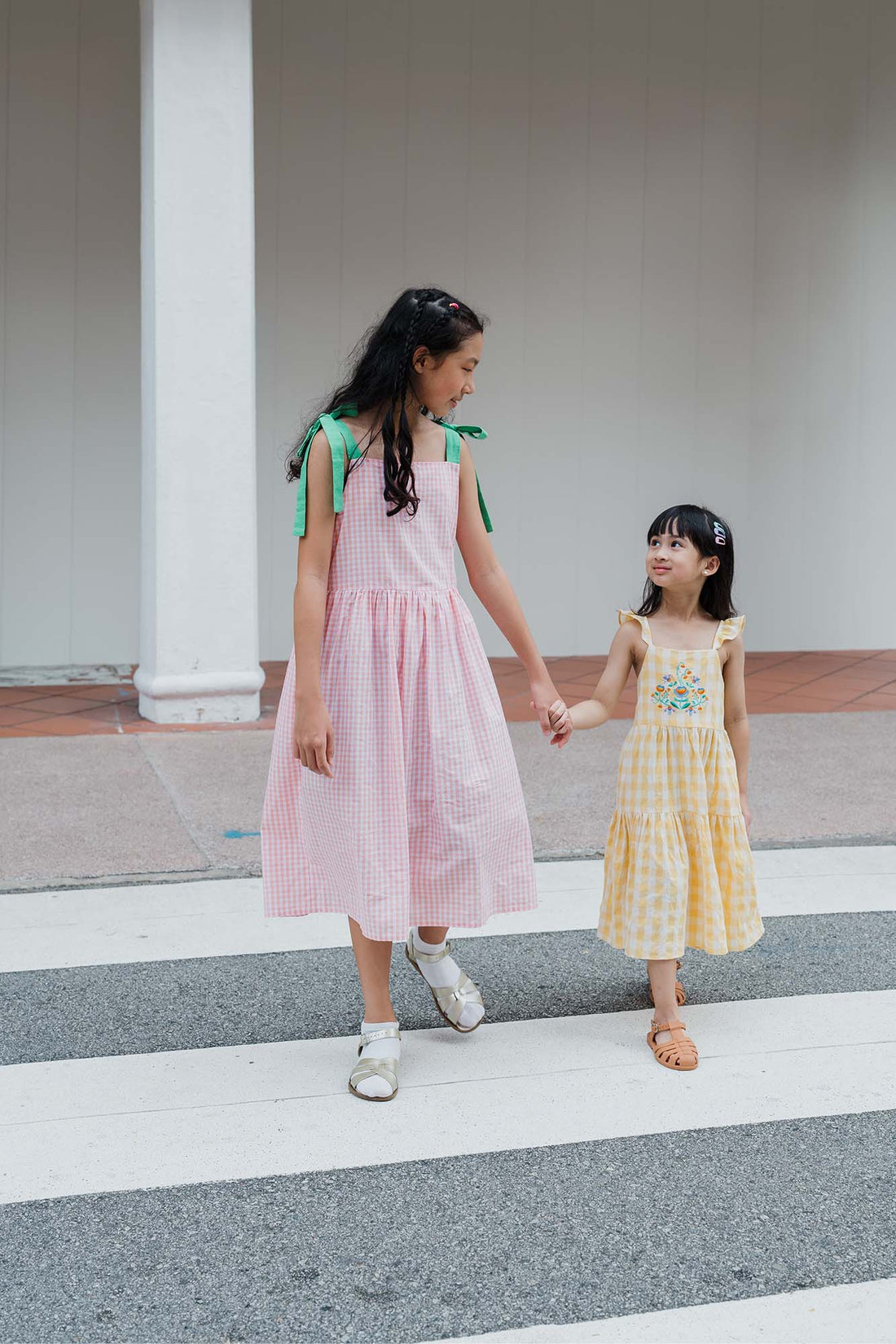 Peach Check Chloe Dress