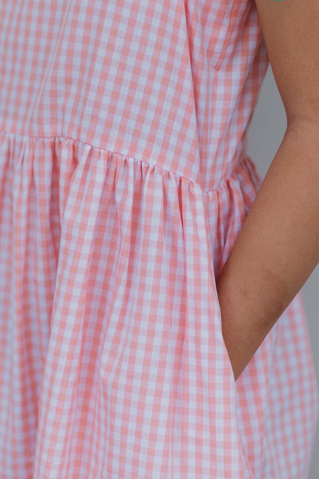 Peach Check Chloe Dress
