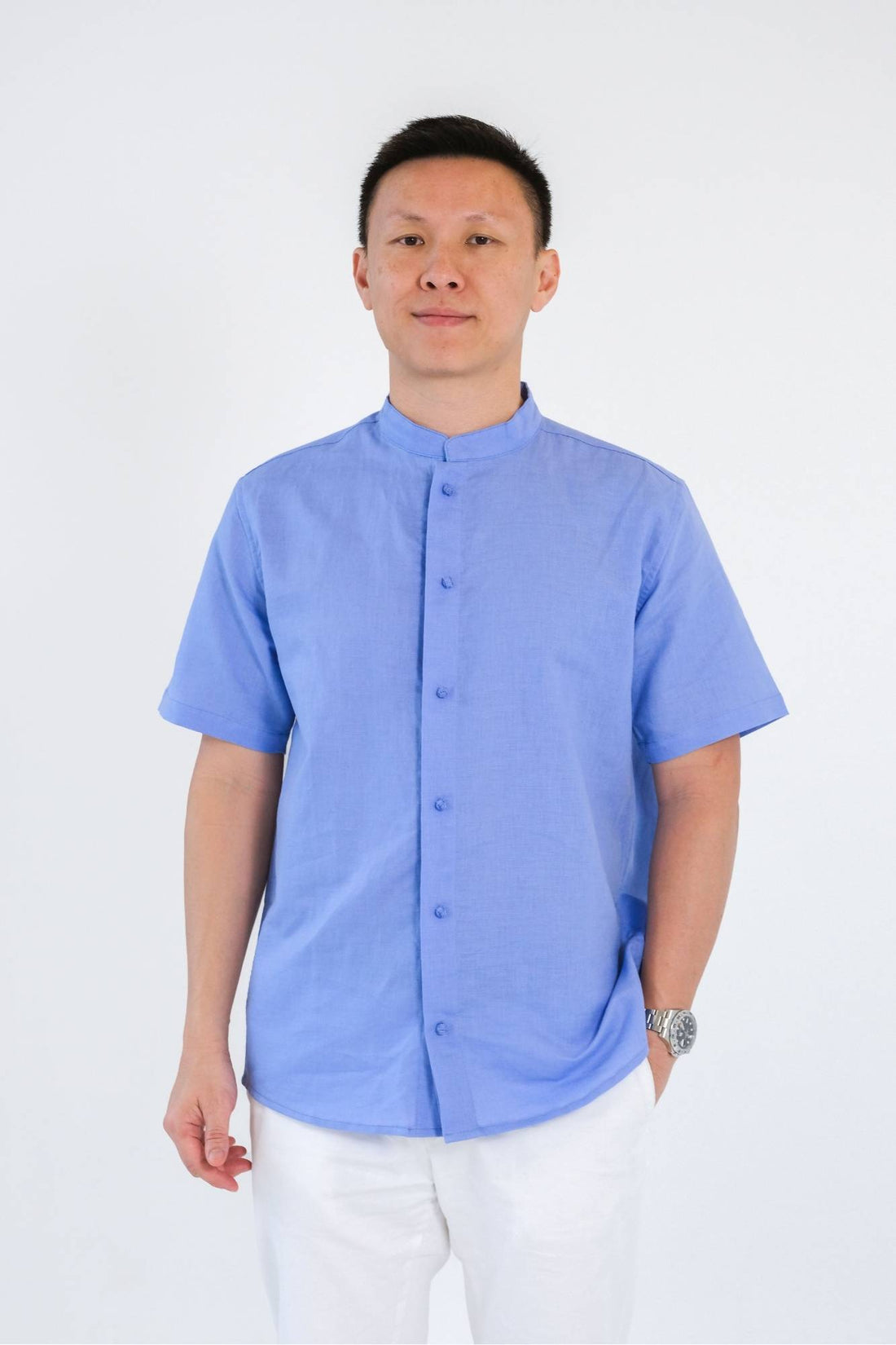 Periwinkle Mens Mandarin Shirt