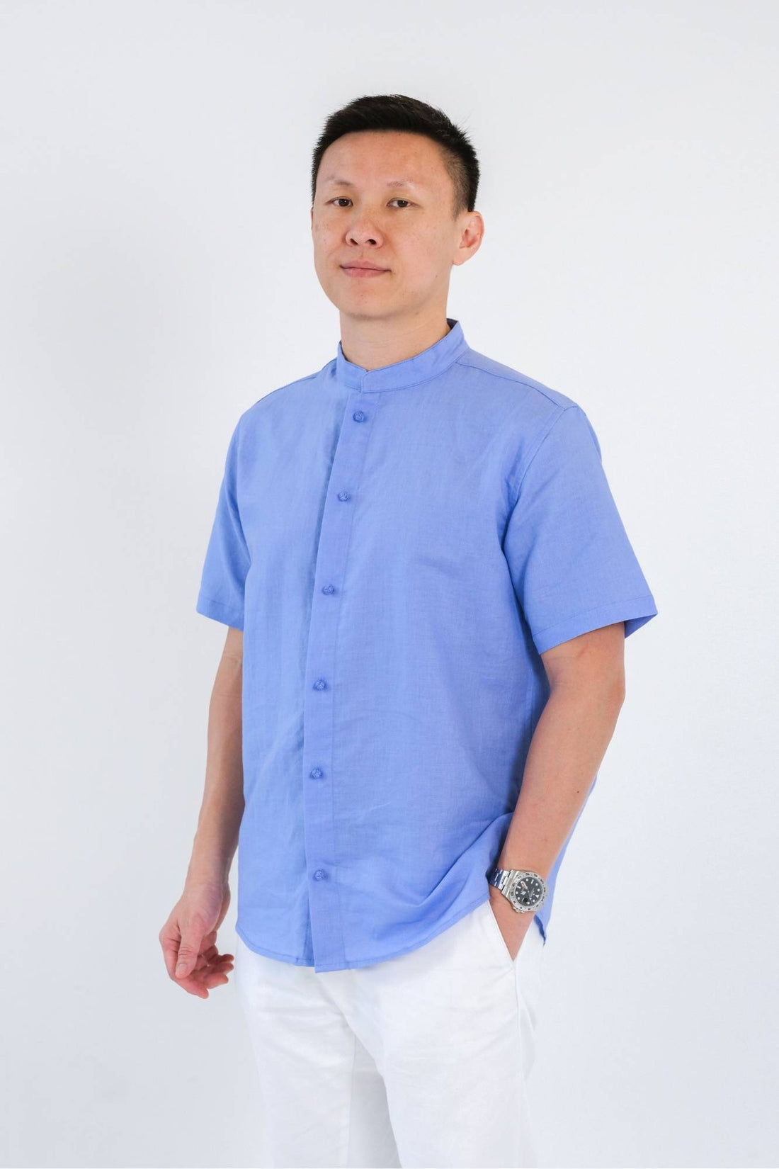 Periwinkle Mens Mandarin Shirt