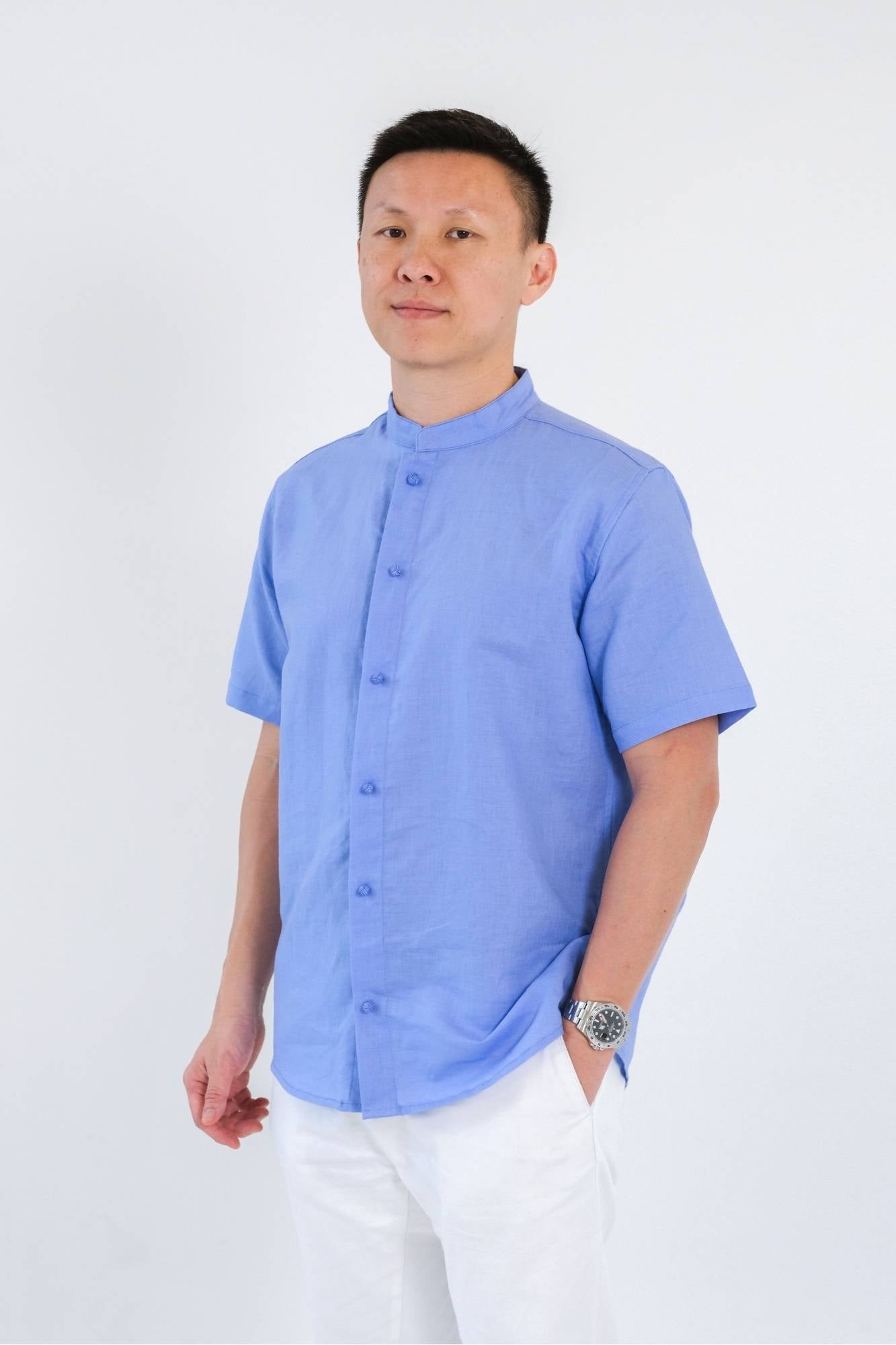 [Backorder] Periwinkle Mens Mandarin Shirt