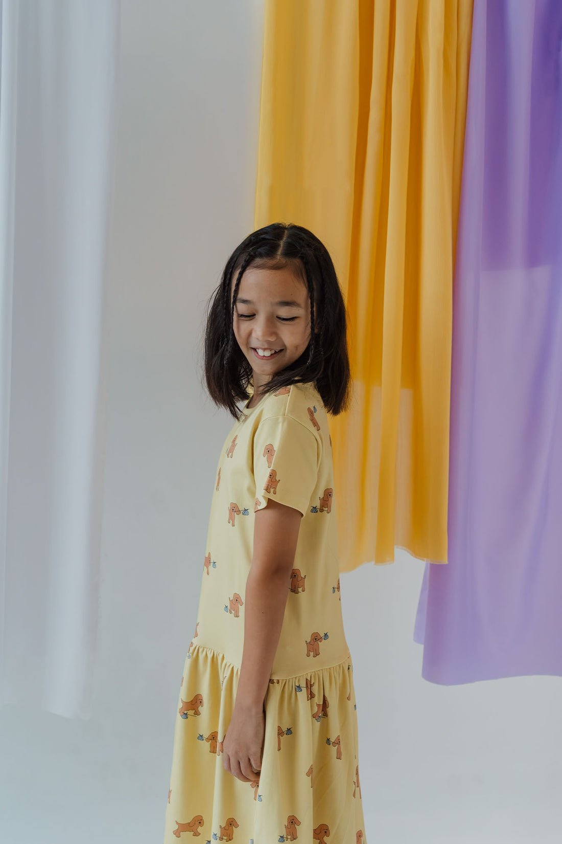 Runaway Dog Dropped Waist Dress - Corn