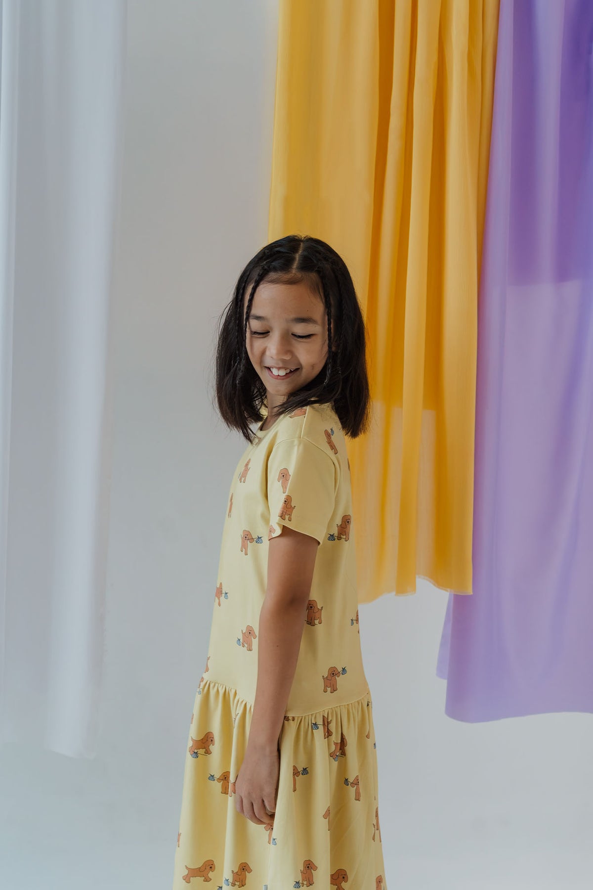 Runaway Dog Dropped Waist Dress - Corn