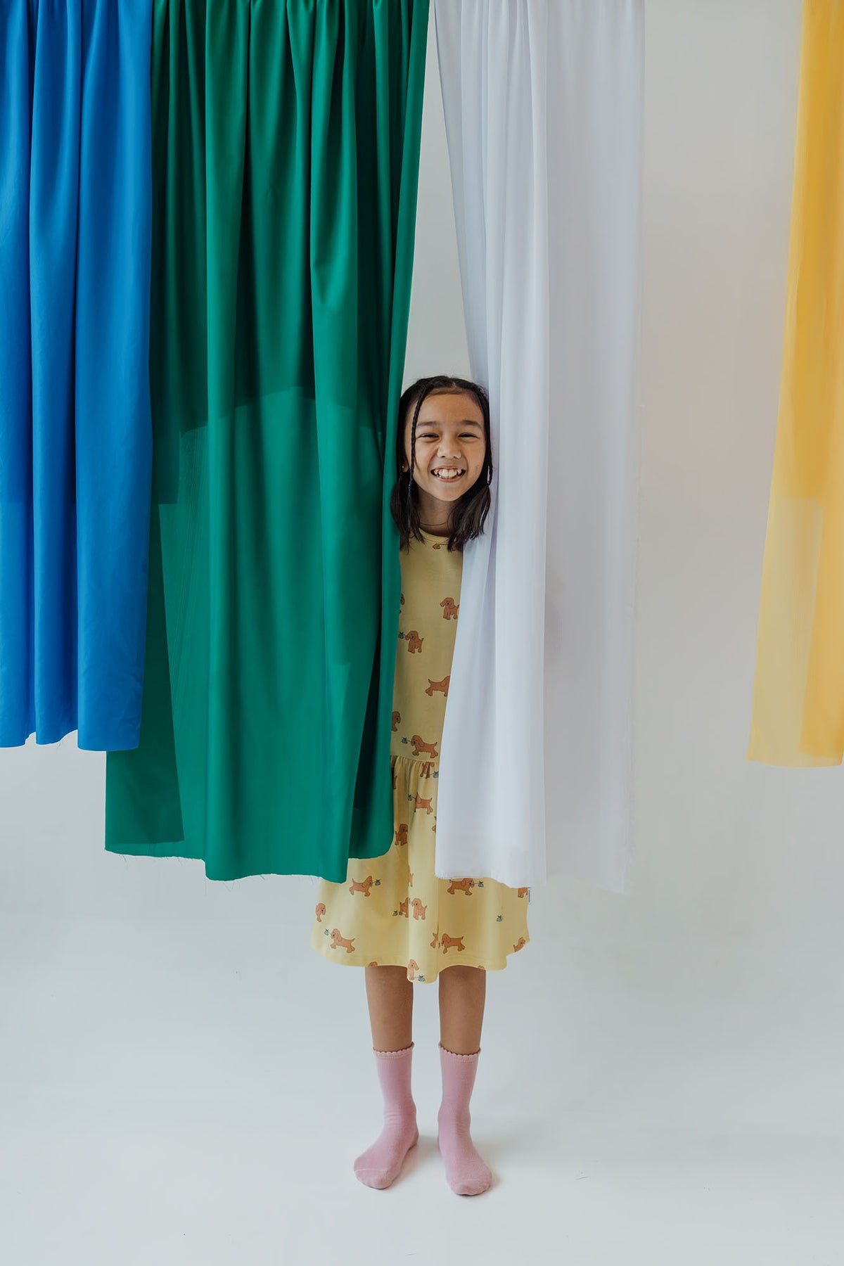 Runaway Dog Dropped Waist Dress - Corn