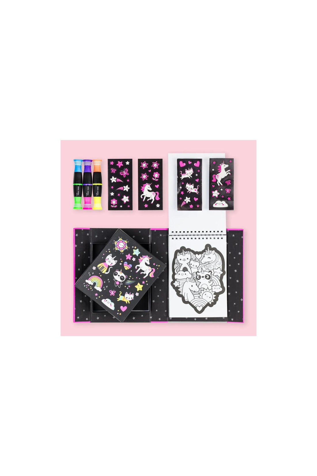 TIGER TRIBE NEON COLOURING SET - UNICORNS &amp; FRIENDS