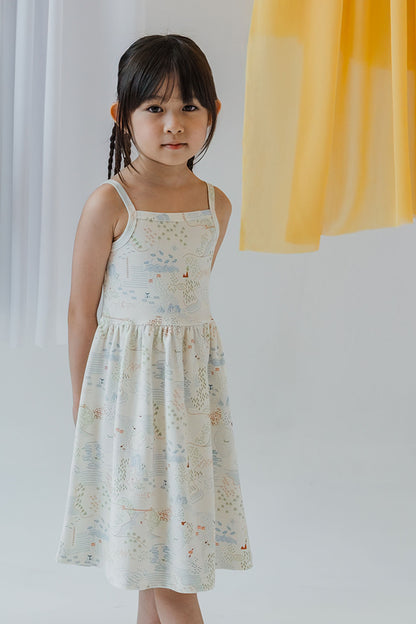 Treasure Map Straps Dress - Ivory