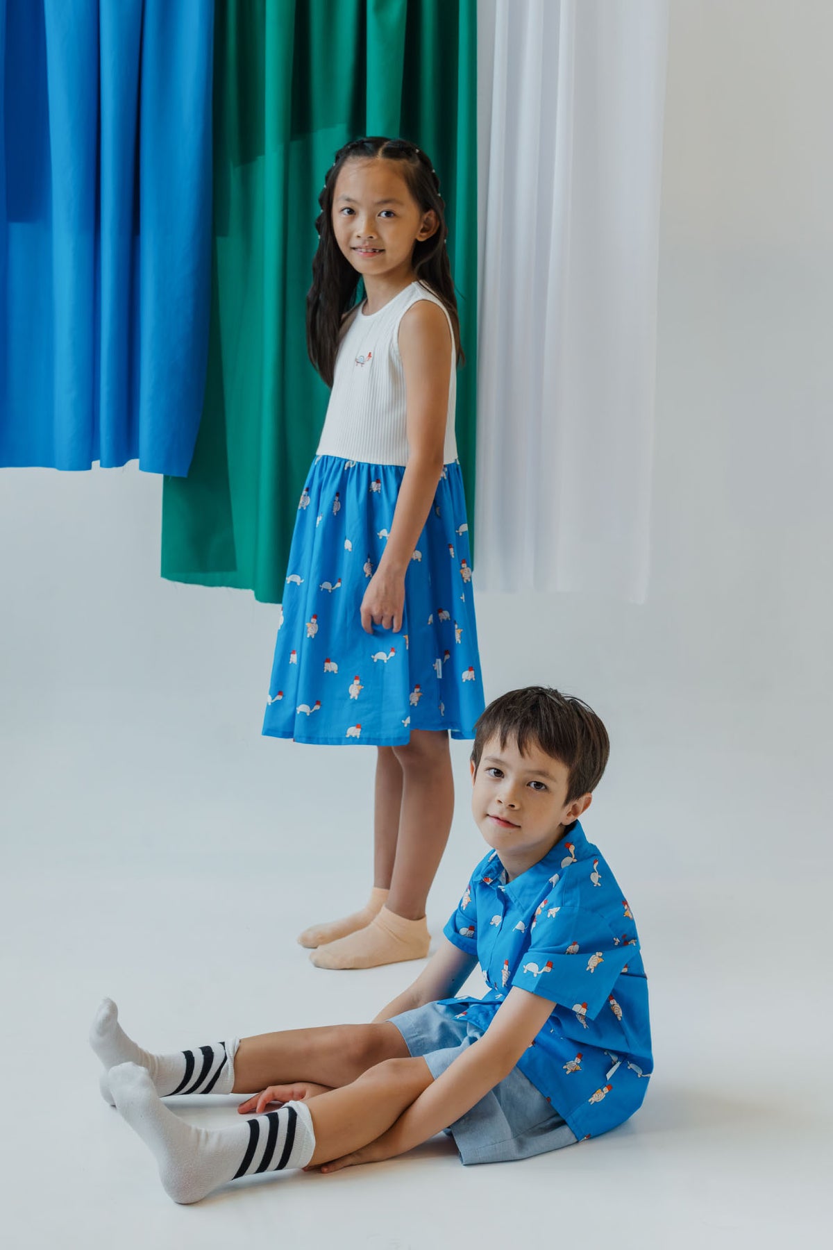 Turtle Collared Shirt - Cobalt