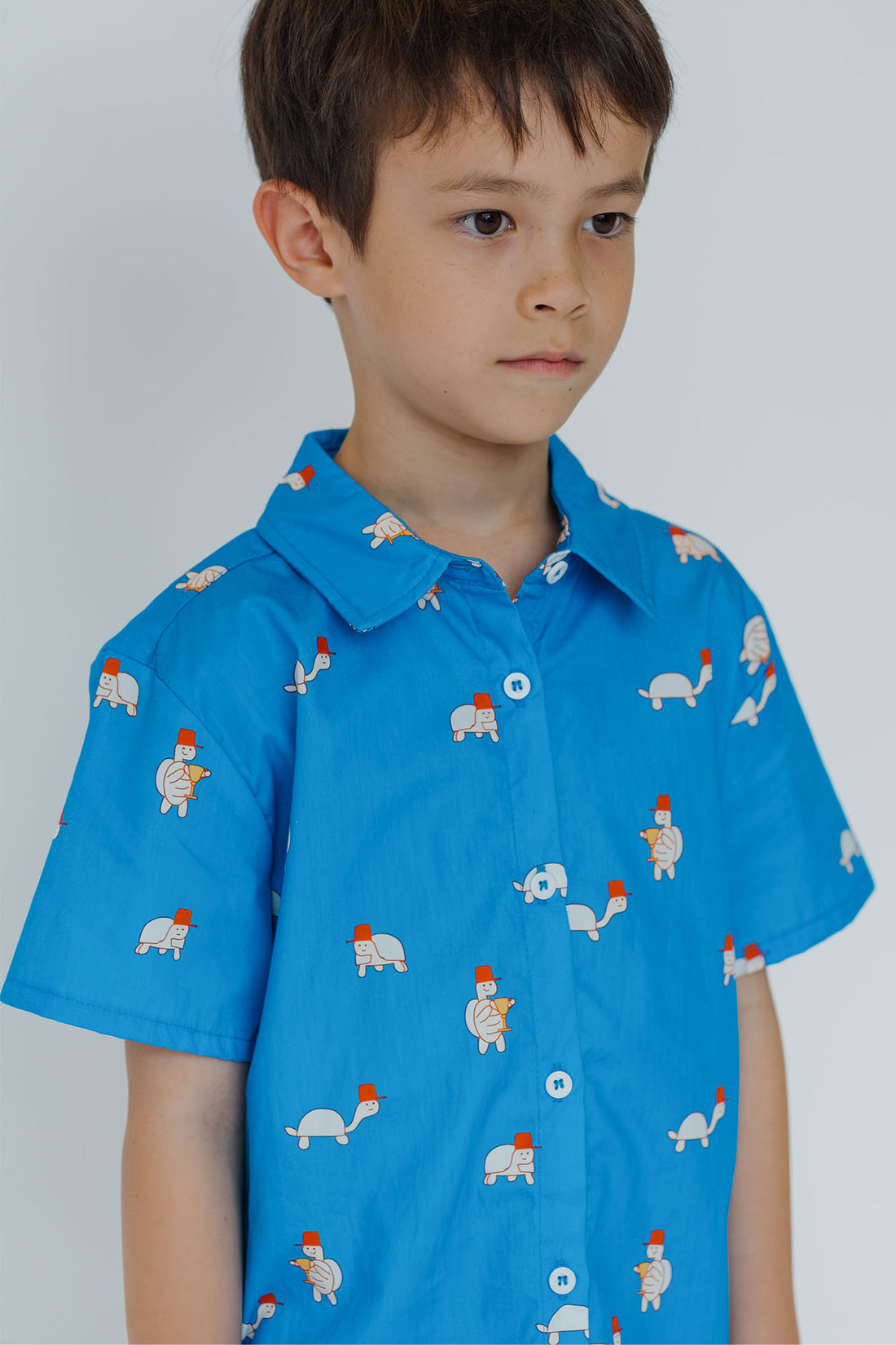 Turtle Collared Shirt - Cobalt