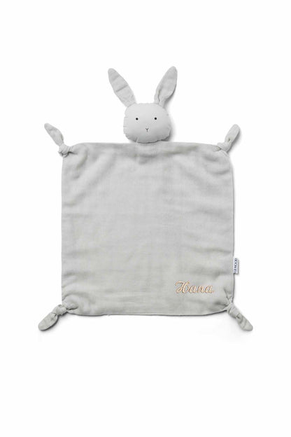 Personalisable Liewood Rabbit Dumbo Grey Agnete Cuddle Cloth