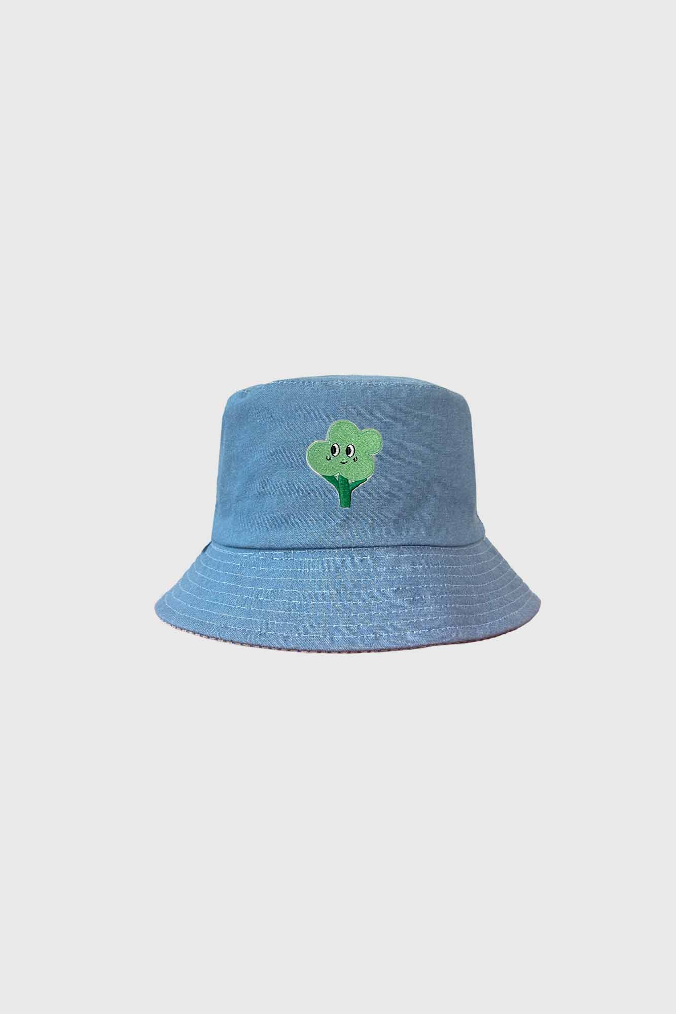 Kids Striped Denim Reversible Bucket Hat