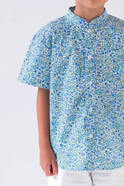 Blue Chorus Mandarin Shirt