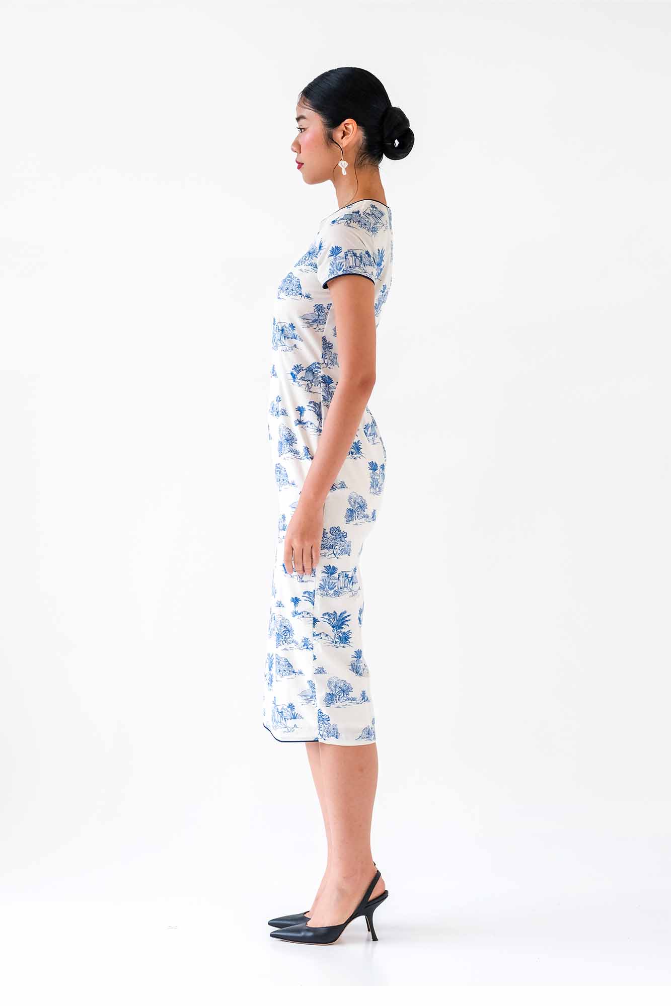 Blue Toile Button Down Cheongsam