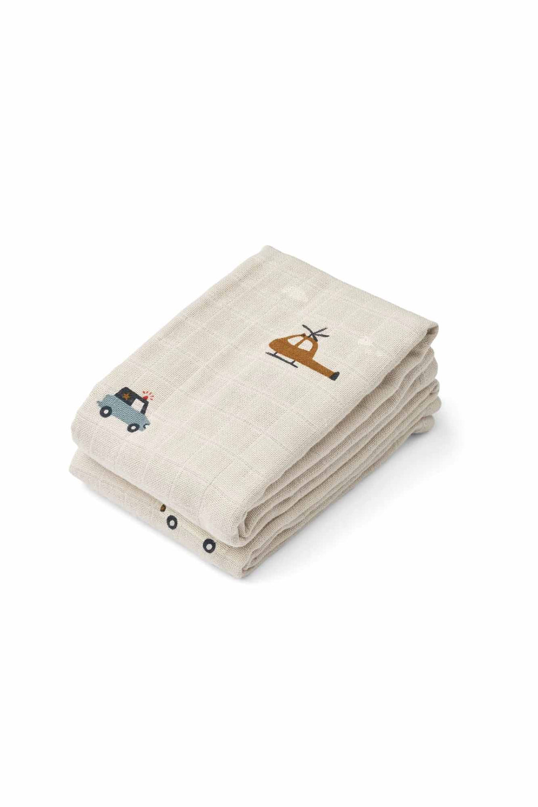 Personalisable Liewood Emergency Vehicle/Sandy Lewis Muslin Cloth 2-pack