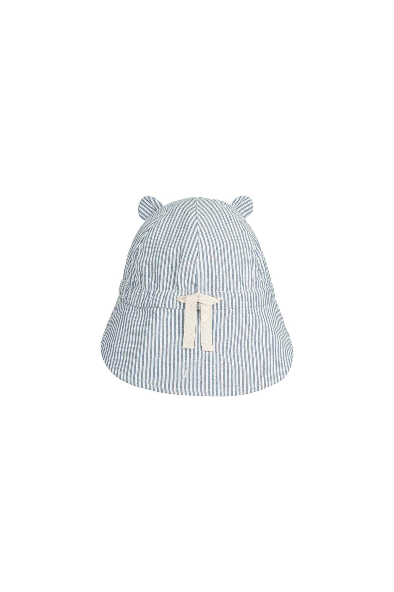 Liewood Stripe Blue Wave/Creme De La Creme Gorm Reversible Seersucker Sun Hat