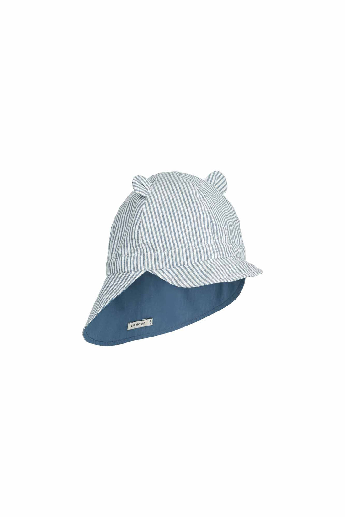 Liewood Stripe Blue Wave/Creme De La Creme Gorm Reversible Seersucker Sun Hat