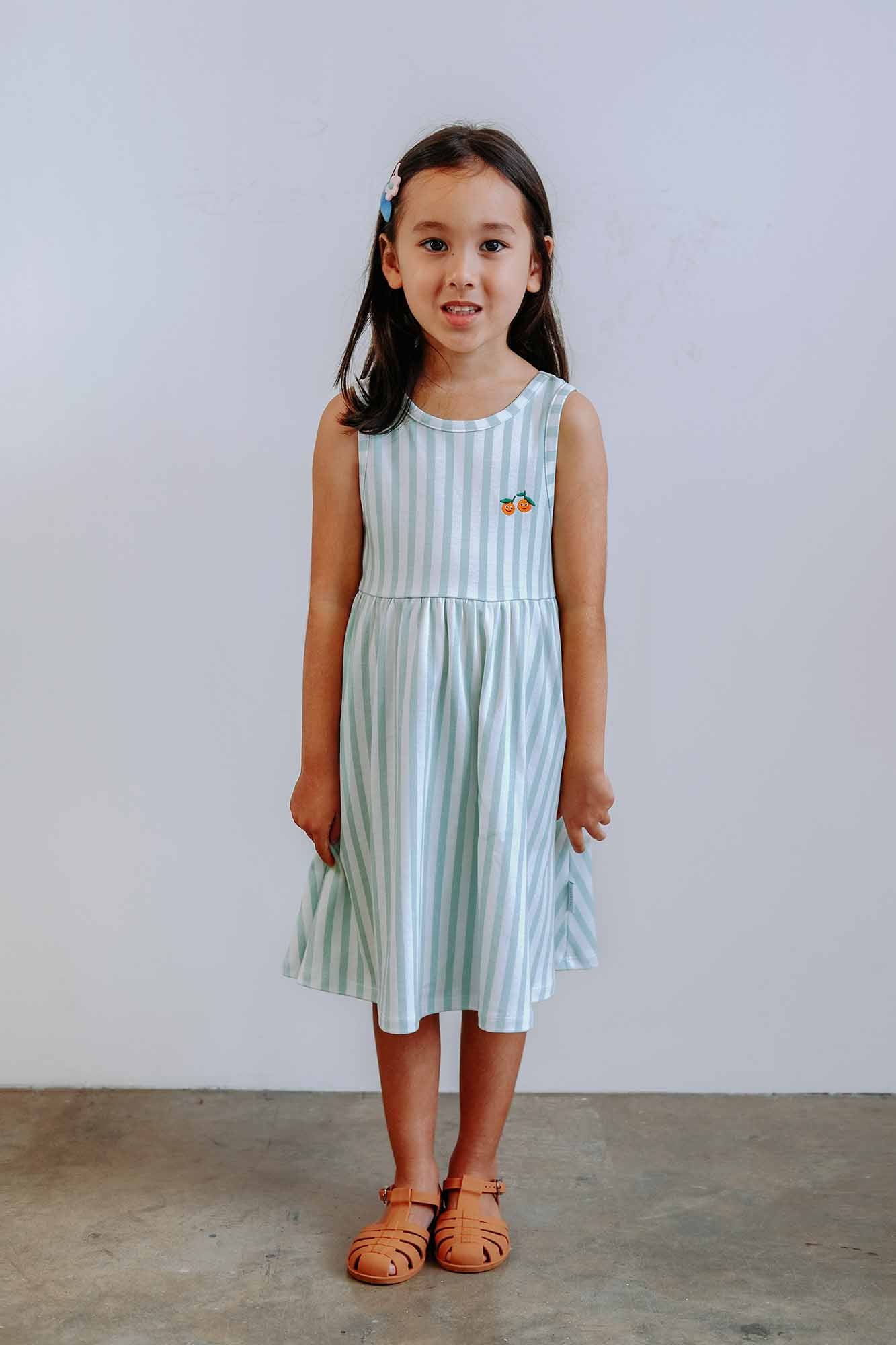 Melon Striped Sleeveless Dress