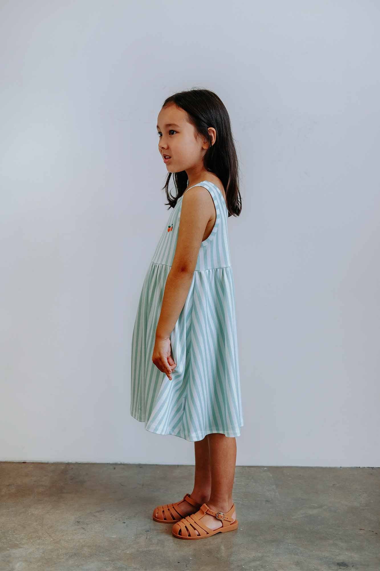 Melon Striped Sleeveless Dress