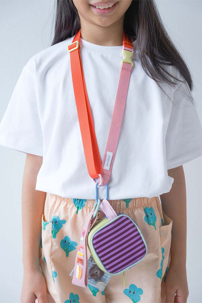 Personalisable Plum Stripe Block Pouch