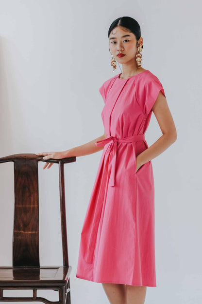 Fuschia Pleated Dress