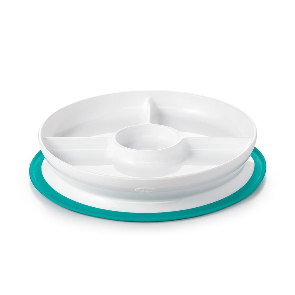 OXO TOT Stick &amp; Stay Suction Divided Plate - Sea Apple