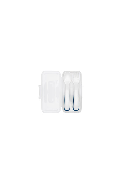 OXO TOT On-The-Go Plastic Fork &amp; Spoon Set with Travel Case - Sea Apple