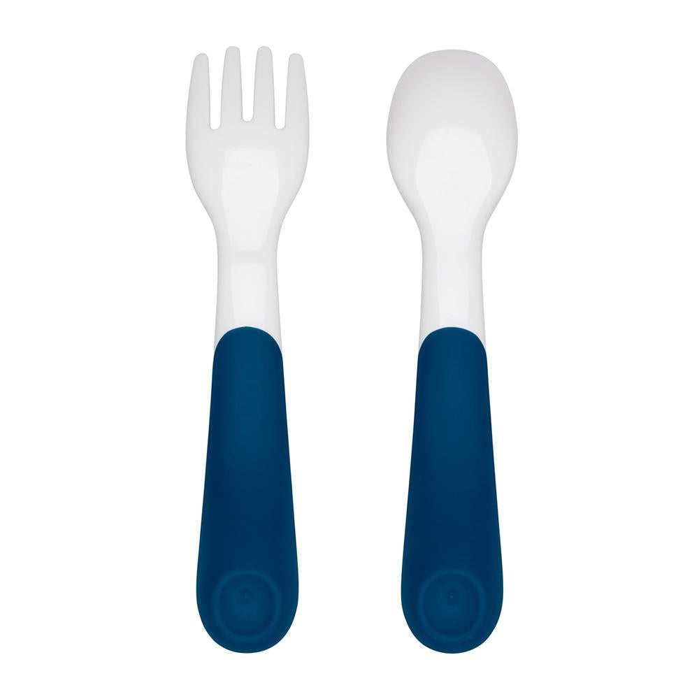 OXO TOT On-The-Go Plastic Fork &amp; Spoon Set with Travel Case - Sea Apple