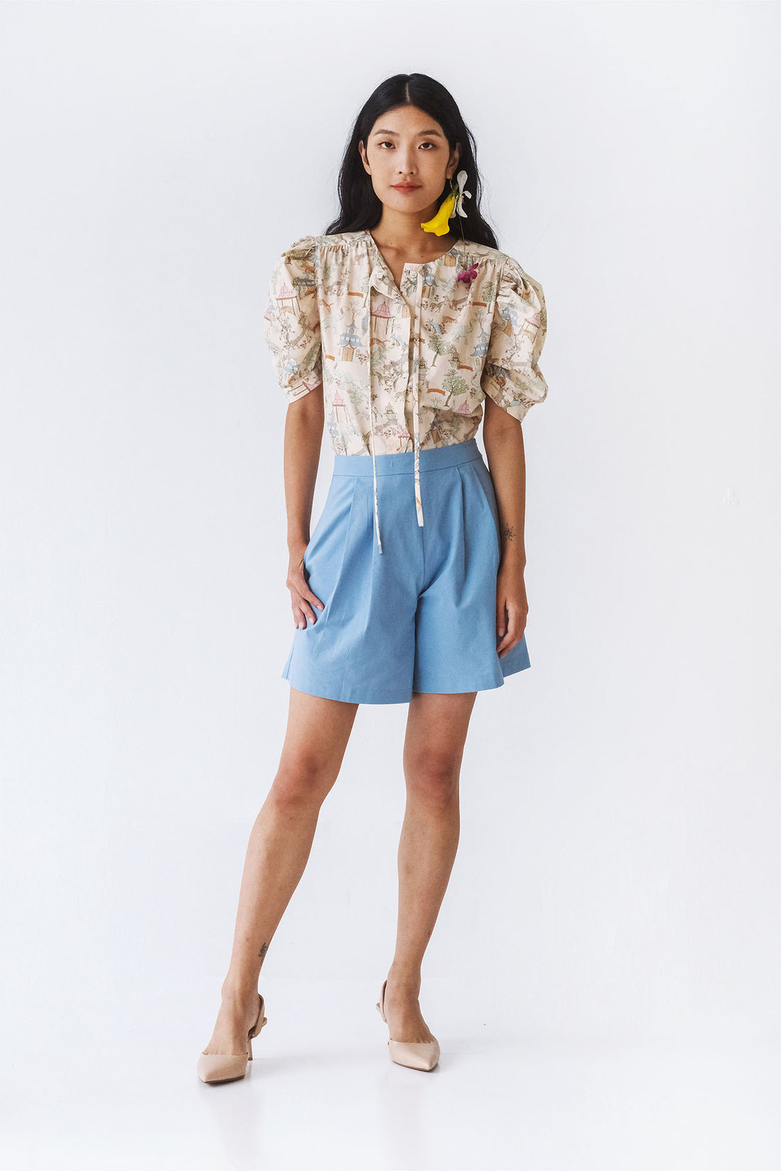 Blue Pea Organic Flared Shorts