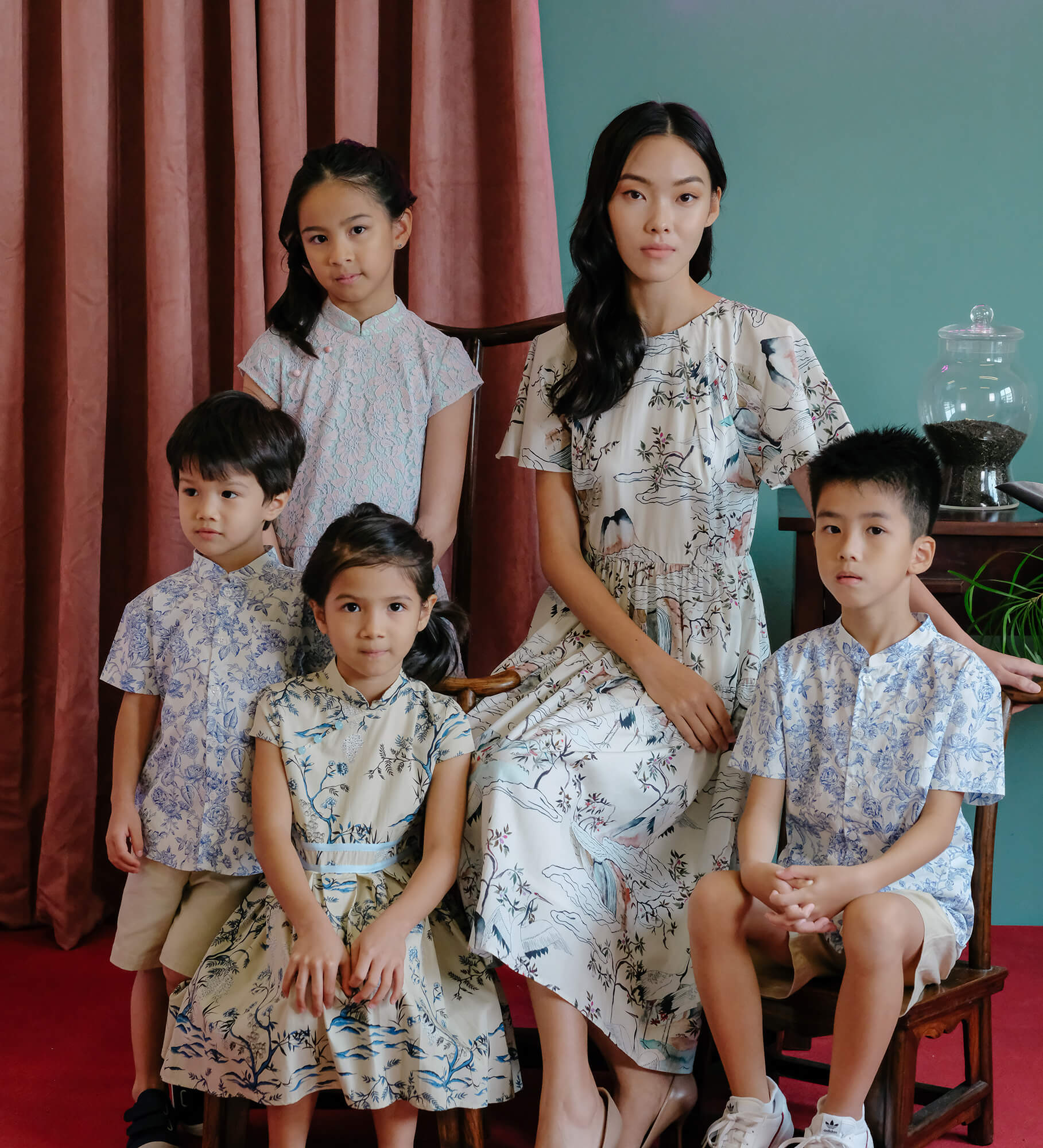 Cloud Peak Lace Drop Waist Cheongsam - Sea Apple