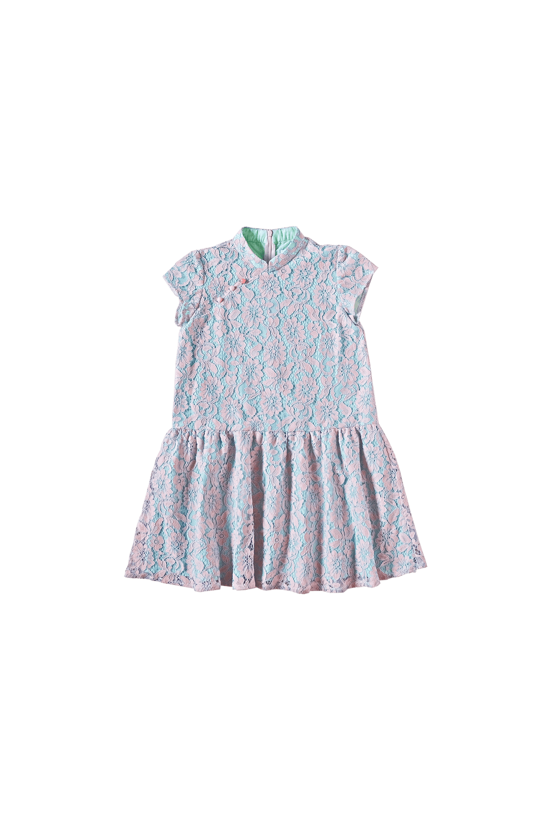 Cloud Peak Lace Drop Waist Cheongsam - Sea Apple