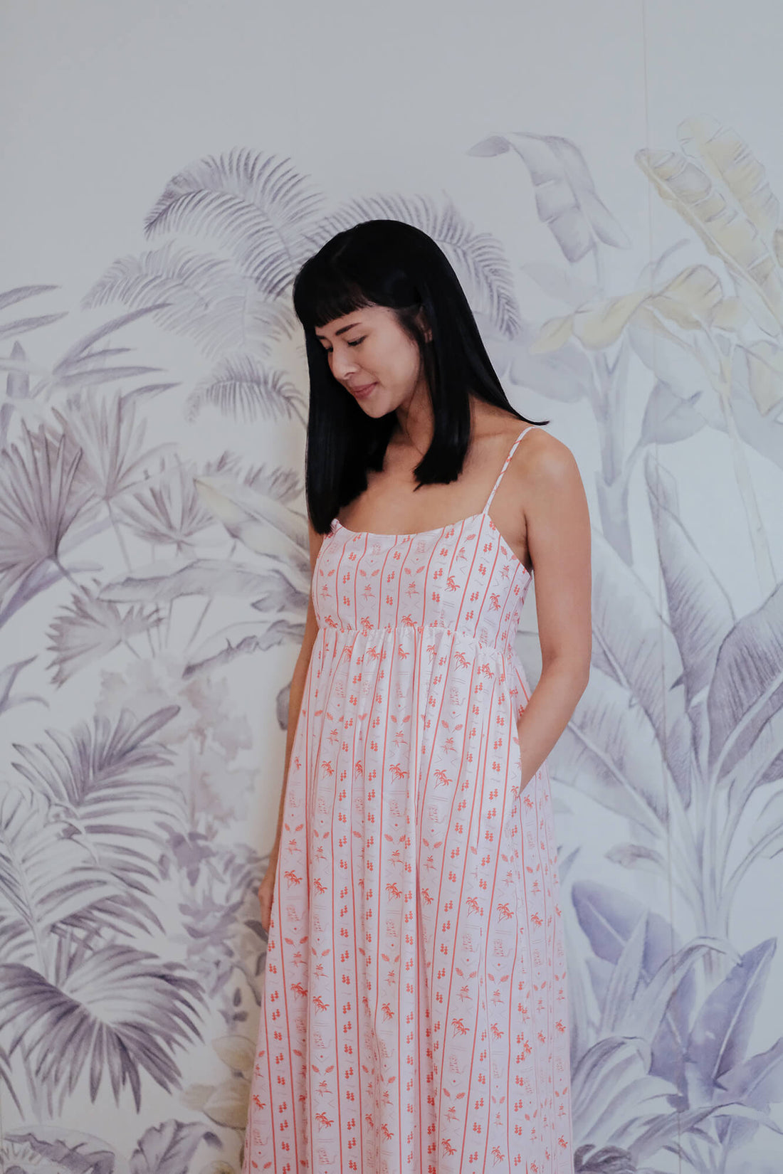 Tiger Stripe Blush Ladies Midi Dress - Sea Apple