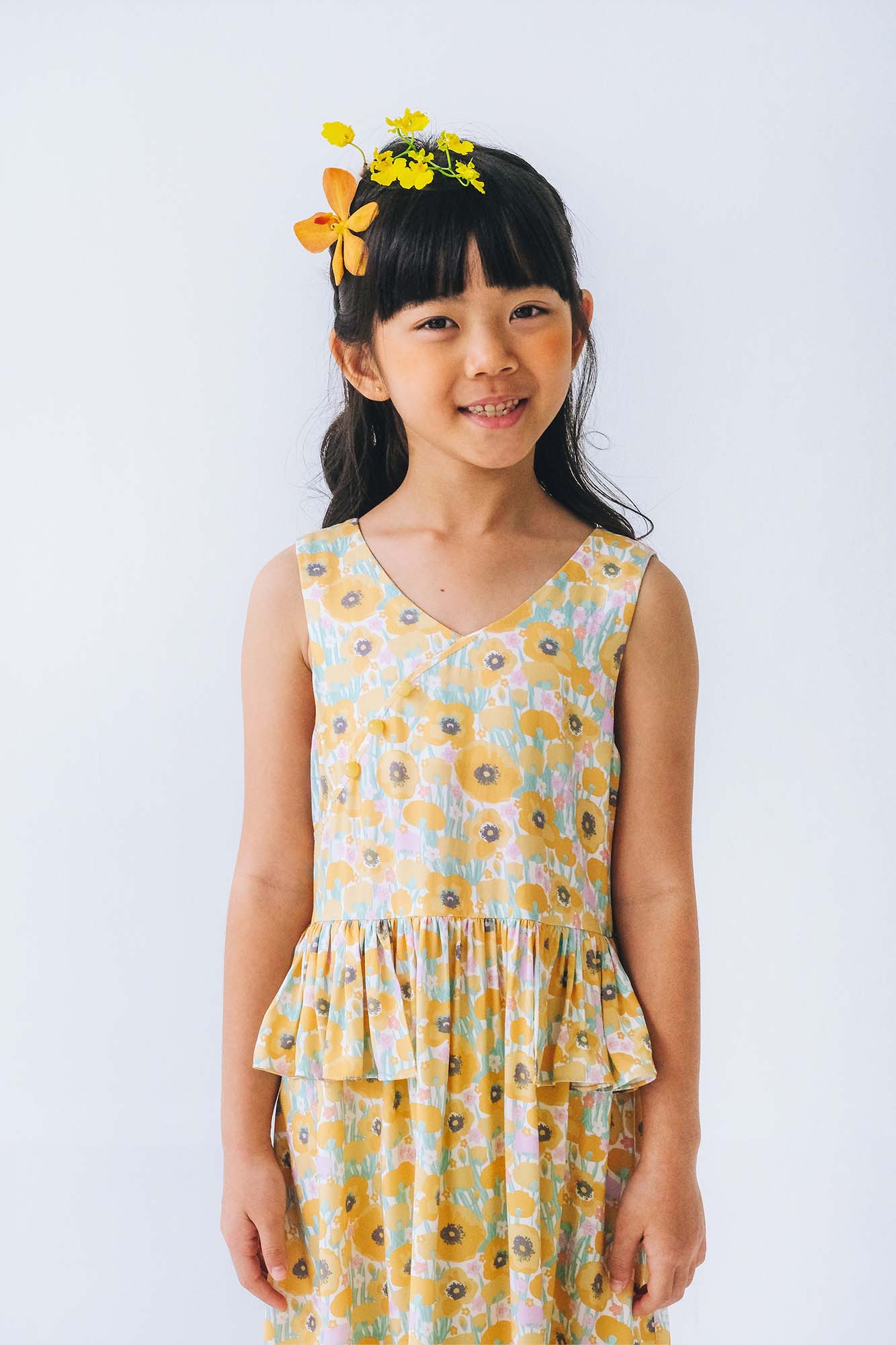 Golden Poppy V Neck Dress