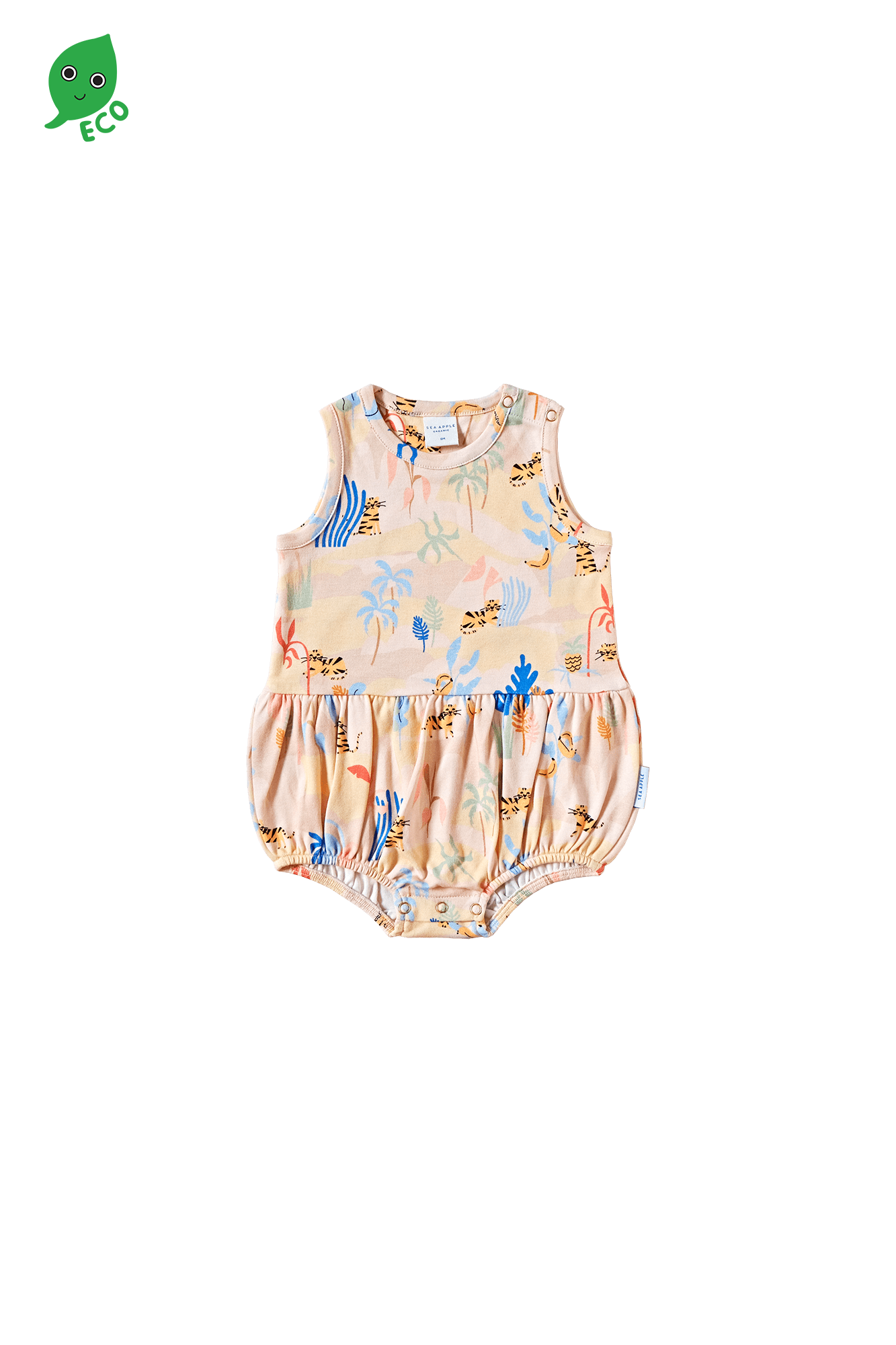 Tiger In The Forest Cream Bloomers Playsuit - Sea Apple
