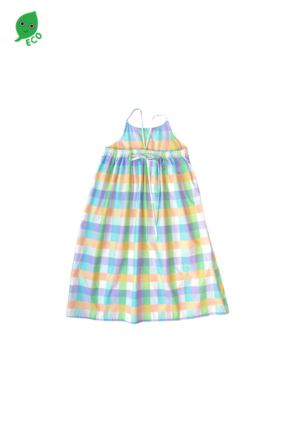 Purple Green Plaid Midi Dress