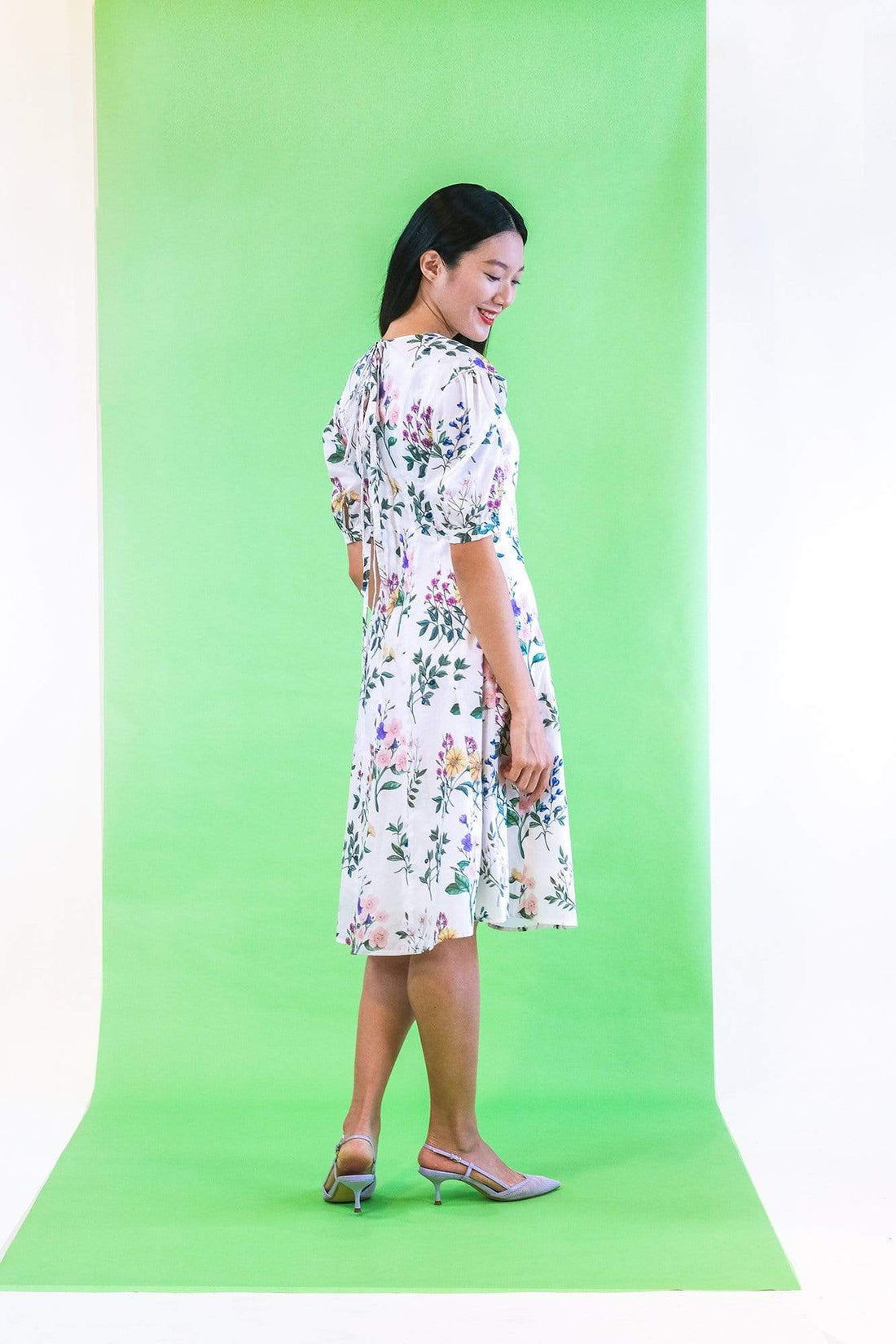 Sea Apple FLORAL ACADEMY LIBERTY PUFF SLEEVE DRESS