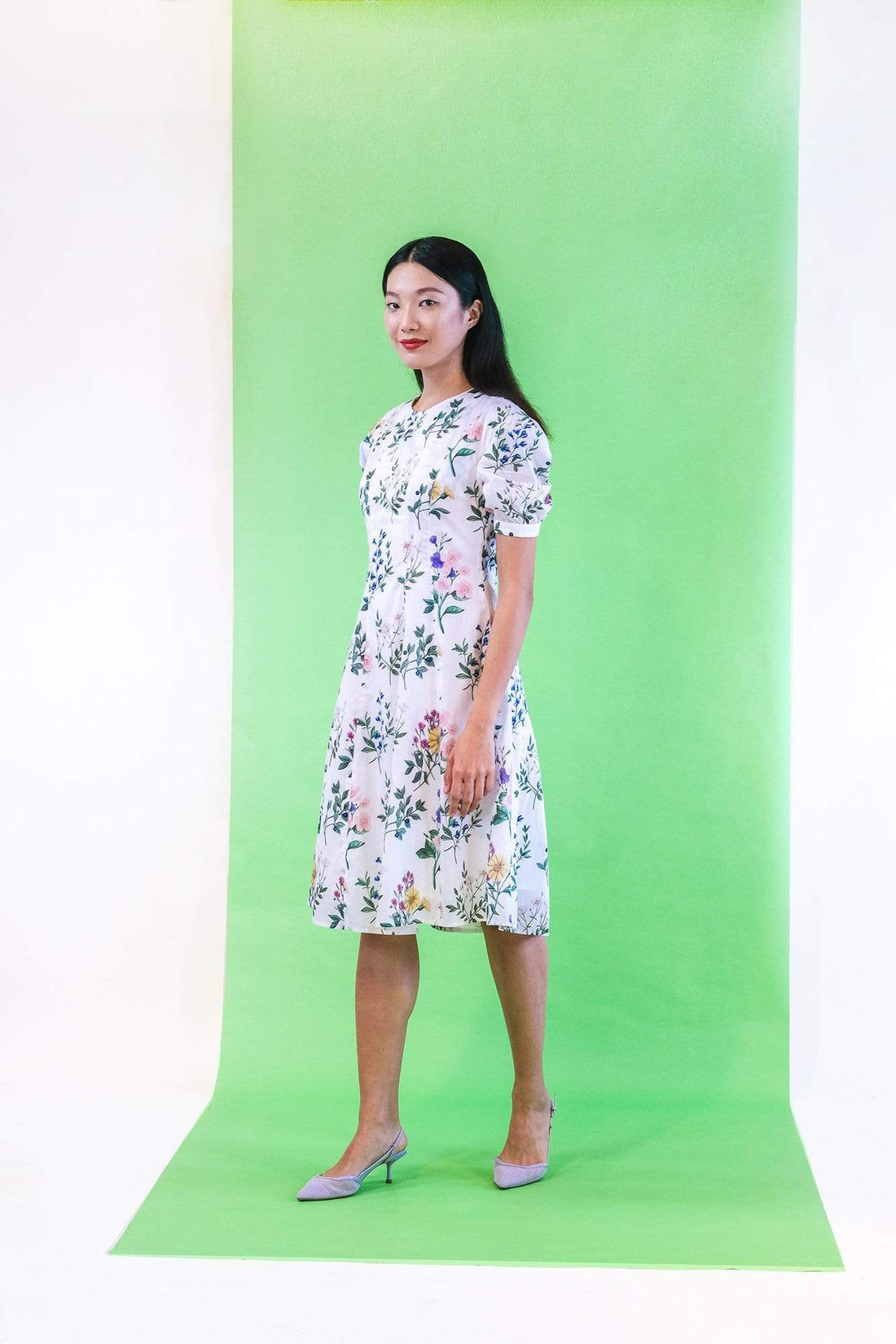 Sea Apple FLORAL ACADEMY LIBERTY PUFF SLEEVE DRESS